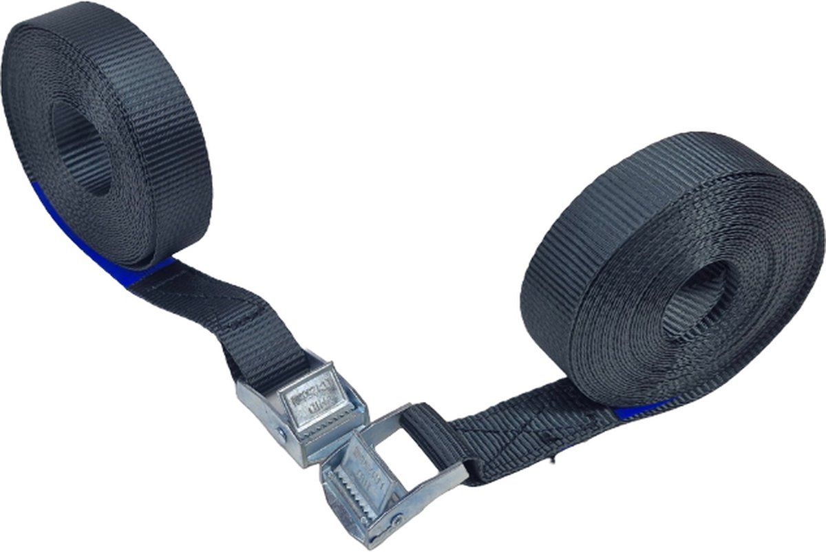 BCF-Products - Spanbanden - 6 meter - 2 stuks - Zwart - Sjorbanden - Spanriemen - Bindriemen - met Gesp