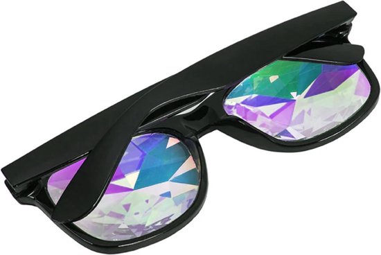 Caleidoscoop bril Wayfarer zwart - spacebril festival rave steampunk
