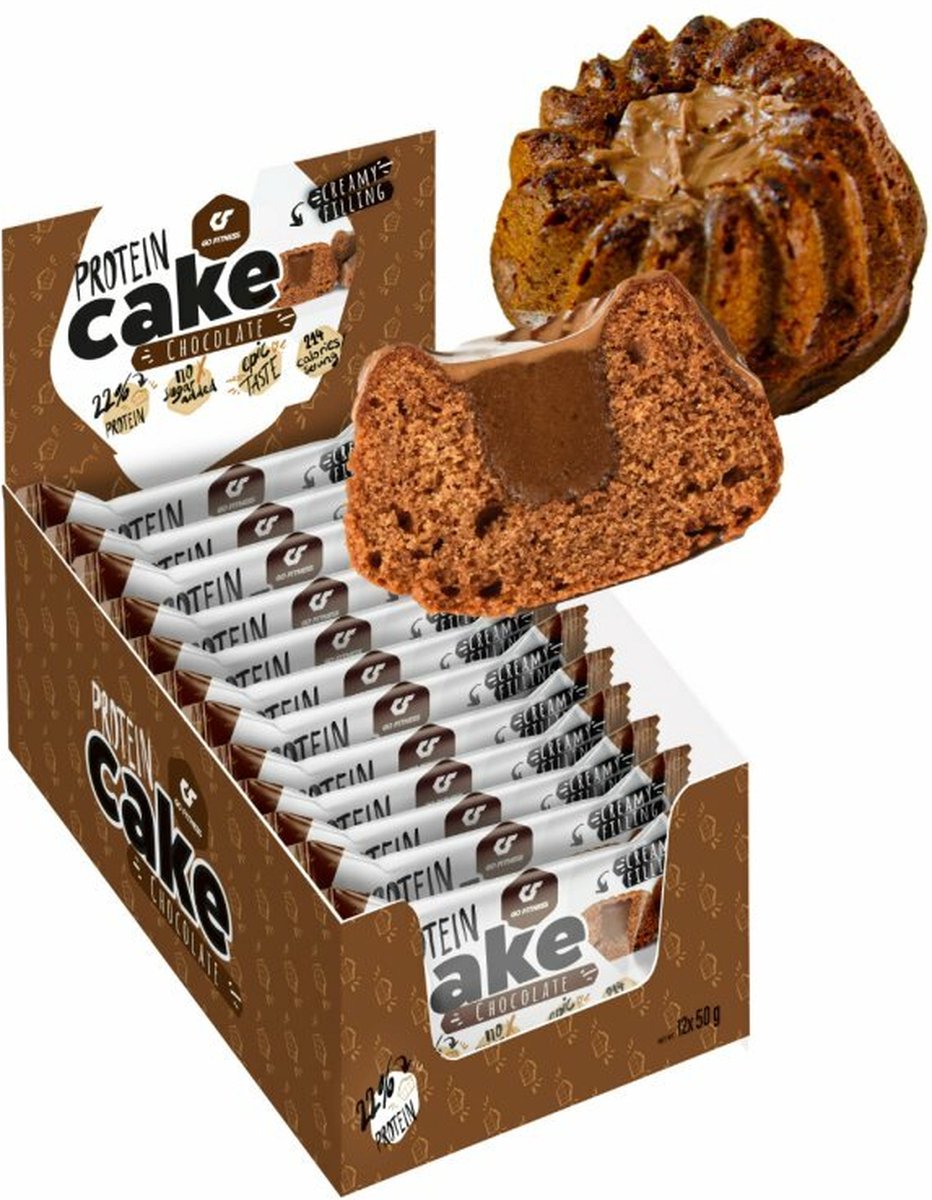 Go Fitness Protein Cake (12x50g) Chocolate - Functionele voeding - Eiwit Snacks