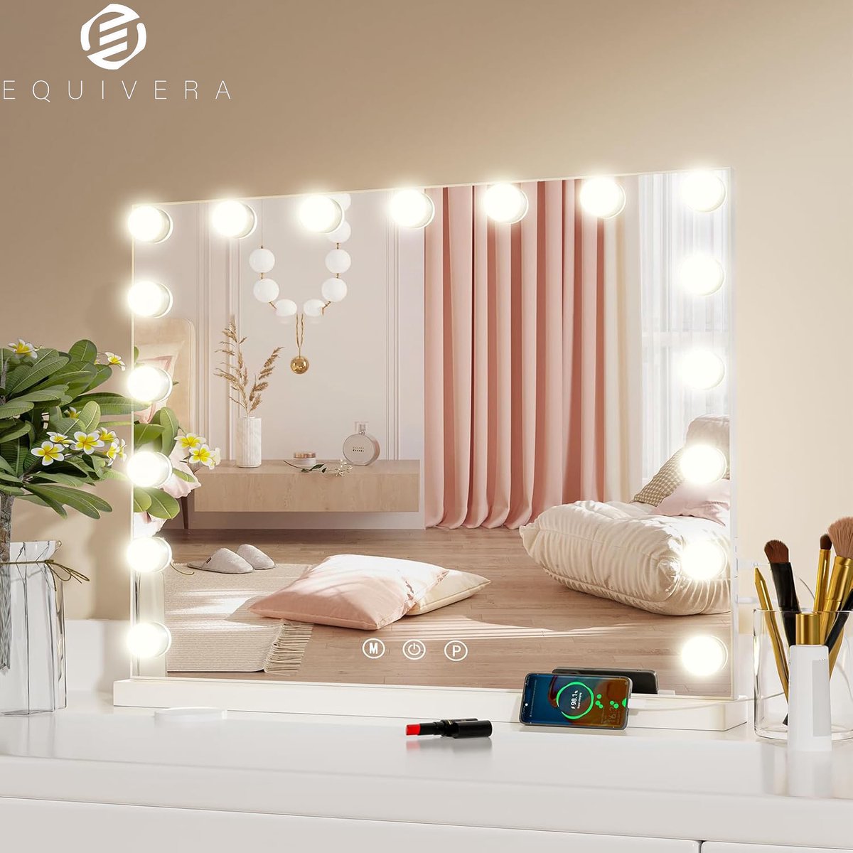 Equivera Hollywood Spiegel - Hollywood Spiegel met Verlichting - Make-up Spiegel - Hollywood Mirror