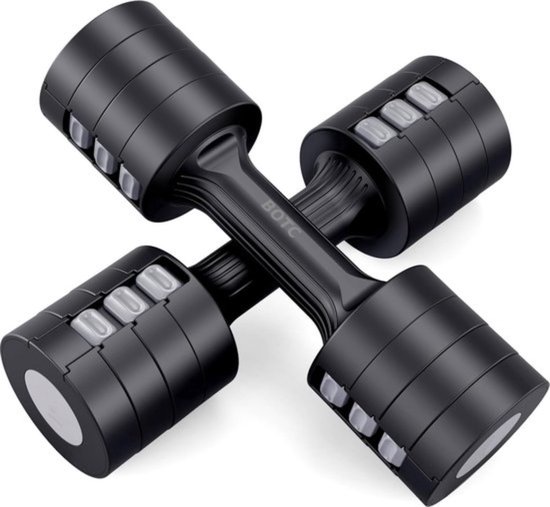 BOTC Dumbbellset - Verstelbare 2-5 kg - Halterset - Dumbells - Gietijzer - Zwart