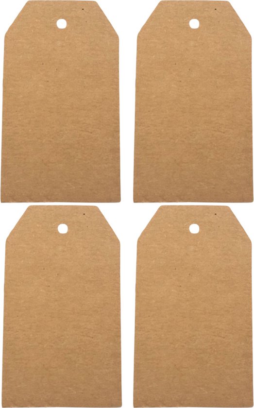 Labels - set van 100 labels bruin - 7x4 cm - stevig karton - met voorgestanst gaatje - cadeaulabels - prijslabels - kerst