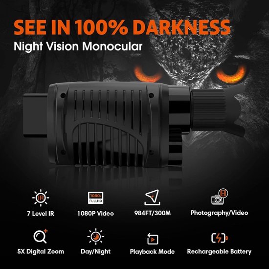 DEWIN Night Vision 4K Night Vision with 3-Inch HD IPS Screen 32GB SD