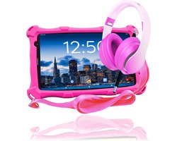 AngelTech Kinderpakket PRO MAX - Kindertablet PRO MAX + Kinderkoptelefoon - Android 15 - Combipakket - Kindertablet Vanaf 3 Jaar – Kinder Tablet – Kids Tablet - Tablet voor Kinderen - Roze