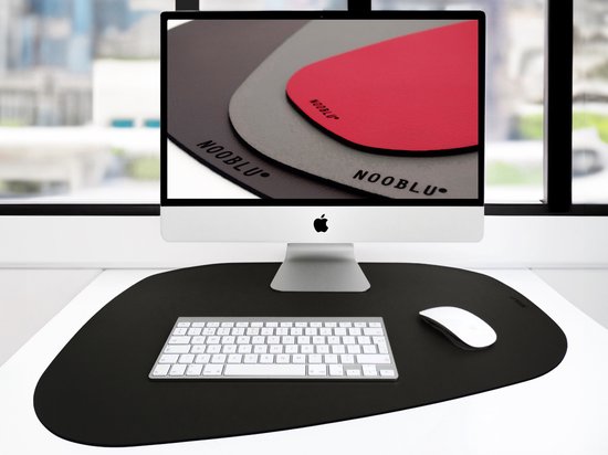 Coussin de bureau en cuir PEBL kingsize 82x62 - Tapis de bureau Design - Cuir Zwart