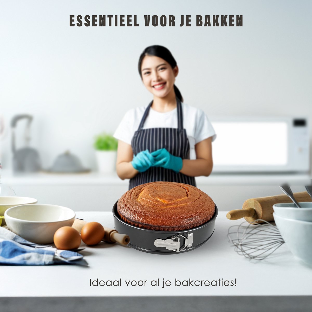 Springvorm Set van 2 - 28 cm Non-stick Lekvrije Cheesecake Bakvorm - Voor Taarten, Quiches, Mini Cheesecakes en Pizza - Antiaanbaklaag – foto 3