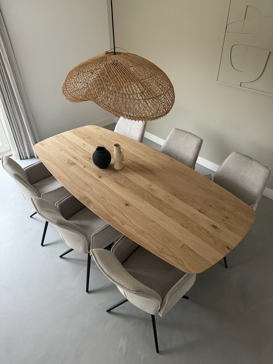 Lok Living -Eiken tafel - deens ovaal - 220cm naturel mat gelakt