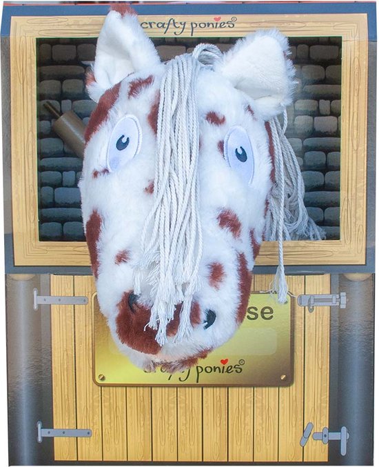 Stokpaard Crafty Ponies Hobby Horse Bruin Bont + Staldoos & Hoofdstel van Crafty Ponies — afbeelding 3