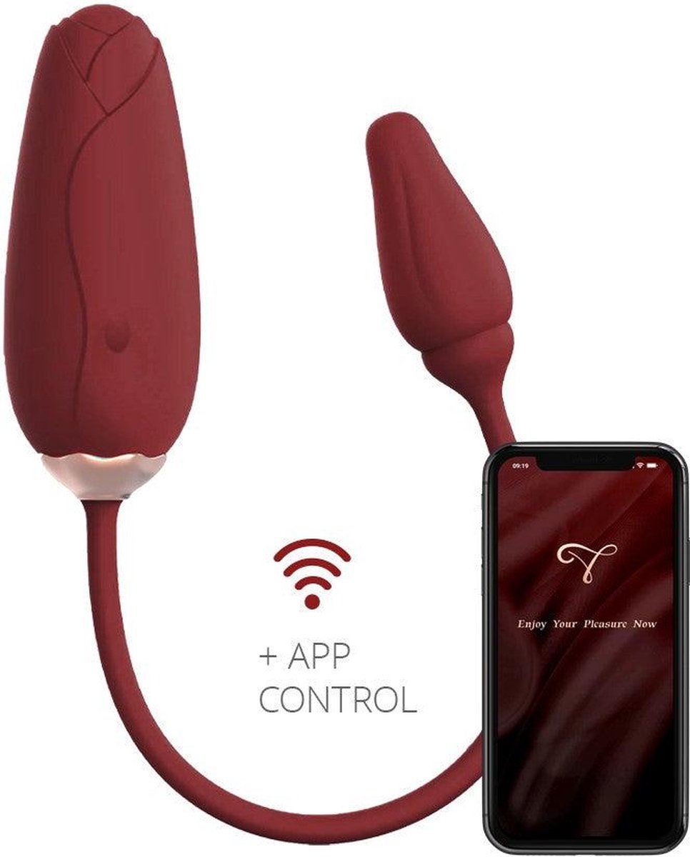 Goedkoopste Viotec - Flora - Draagbare Vibrator met App Bediening - Wijnrood - Om Te Dragen in je Slip