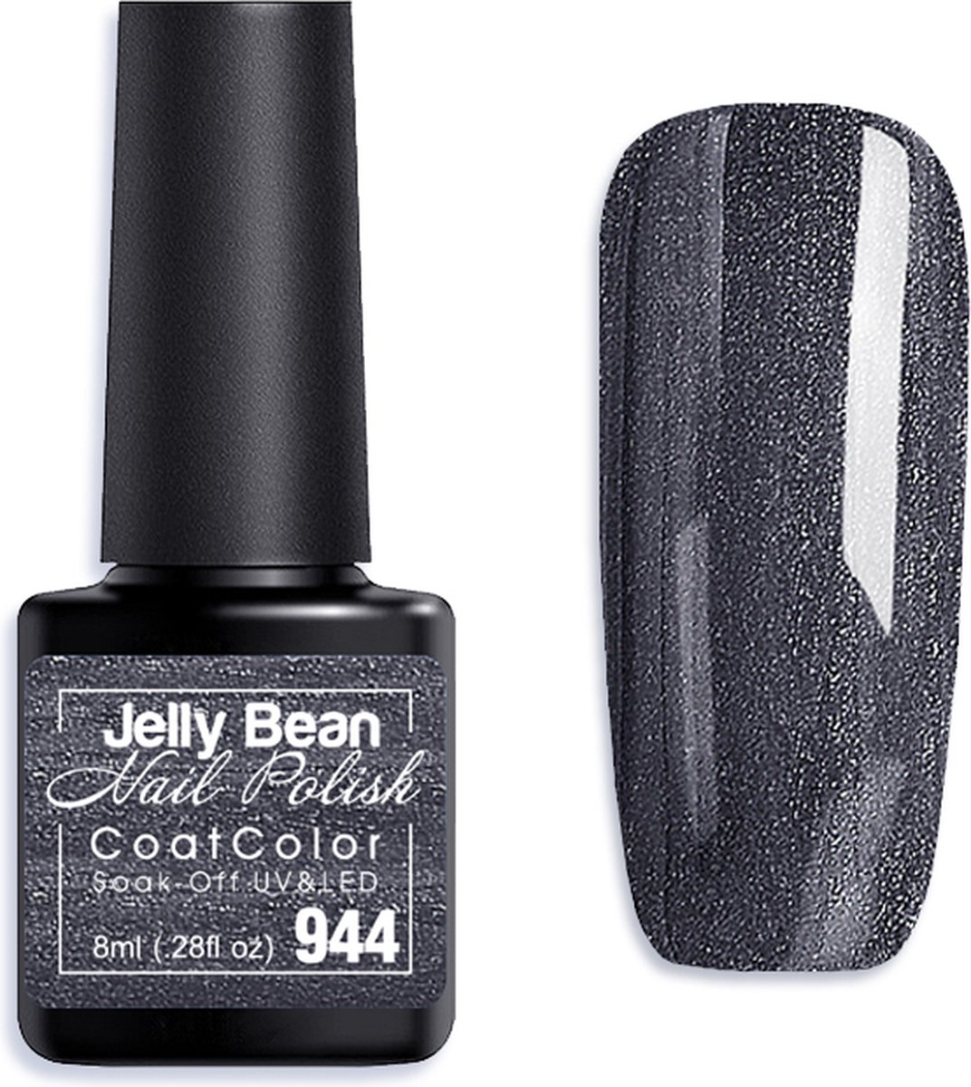 Goedkoopste Jelly Bean Nail Polish Gel Nagellak New - Gellak - Charcoal Shimmer - Glitter - UV Nagellak 8ml