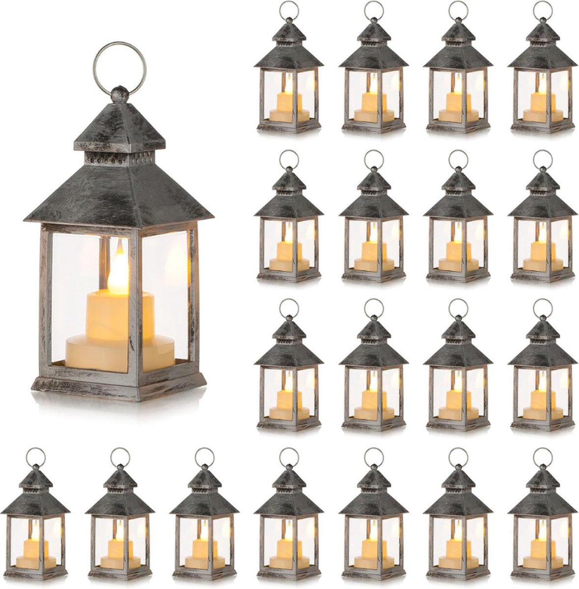 20 Stuks Kleine Zilveren Hangende Lantaarns voor Halloween Kerst Bruiloft Marokkaanse Decoratie & Ramadan Tafelcentrum