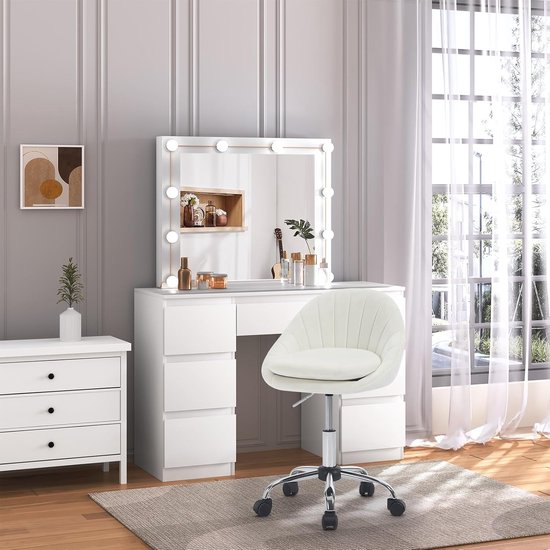 Bürostuhl Ergonomisch, Schminkstuhl, Schreibtischstuhl 150 Kg Belastbar Stoff W0att0620 Grau4