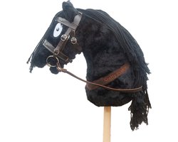 Stokpaard Crafty Ponies Hobby Horse Zwart + Staldoos & Hoofdstel