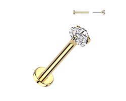 Piercing titanium push in steentje hartje 1.2X8x3 - goud - LMPiercings