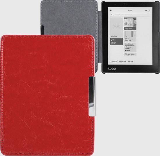 Lunso Geschikt voor Kobo Aura Edition 1 hoes (6 inch) - sleepcover - Rood van Lunso — afbeelding 2