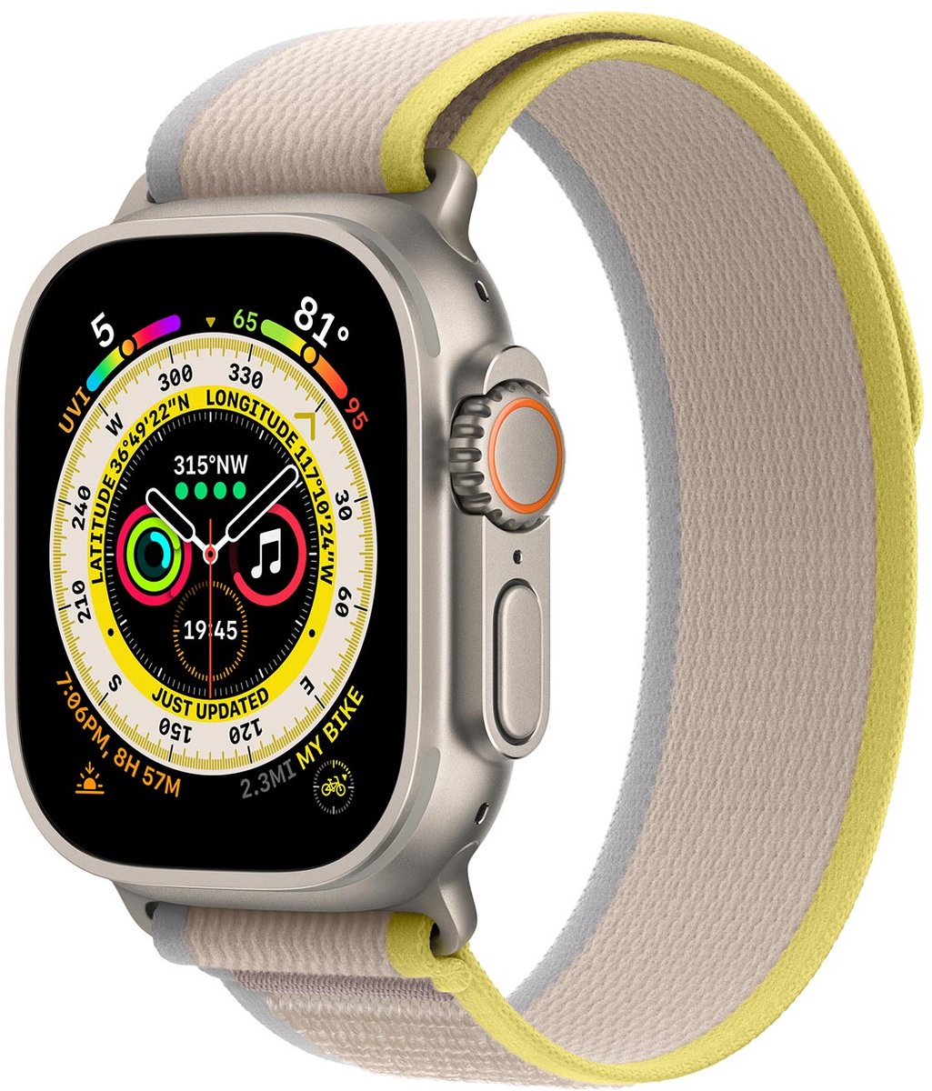 Apple Watch Ultra 49mm Trail Horlogeband Geel/Beige M/L