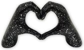 Mauropet - Aiguilles Signe Hands - Zwart / Argent - Love Image Glitter - Aiguilles Polyrésine - UNIQUE !
