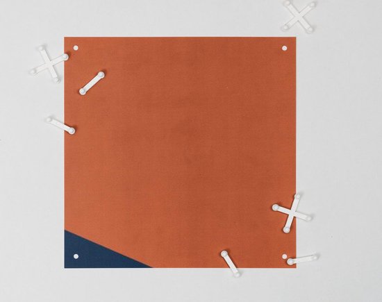 IXXI Color blocking - Orange Blue, Allon Dery - 80 x 100 cm - Support de suspension gratuit - Grande décoration murale et posters - Design graphique, Géométrique