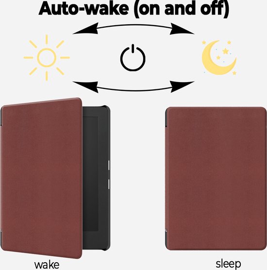 Lunso Geschikt voor Kobo Aura Edition 2 hoes (6 inch) - sleepcover - Bruin van Merkloos — afbeelding 5