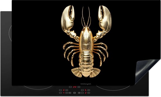 KitchenYeah® Inductie beschermer 90x52 cm - Kreeft - Goud - Luxe - Aesthetic - Zwart - Kookplaataccessoires - Afdekplaat voor kookplaat - Inductiebeschermer - Inductiemat - Inductieplaat mat - Keuken decoratie
