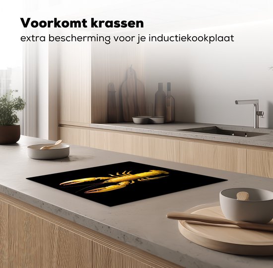 KitchenYeah® Protection plaque induction 59x52 cm - Cancer - Jaune - Abstrait - Homard - Protege plaque de cuisson - Couvre plaque induction - Protecteur d'induction - Cuisine