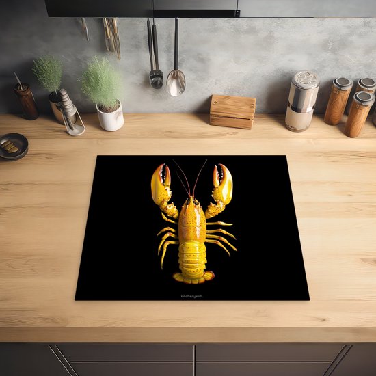 KitchenYeah® Protection plaque induction 59x52 cm - Cancer - Jaune - Abstrait - Homard - Protege plaque de cuisson - Couvre plaque induction - Protecteur d'induction - Cuisine