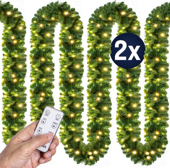 Casaria Guirlande - 2x5m 100 Leds Afstandsbediening - Warm Wit