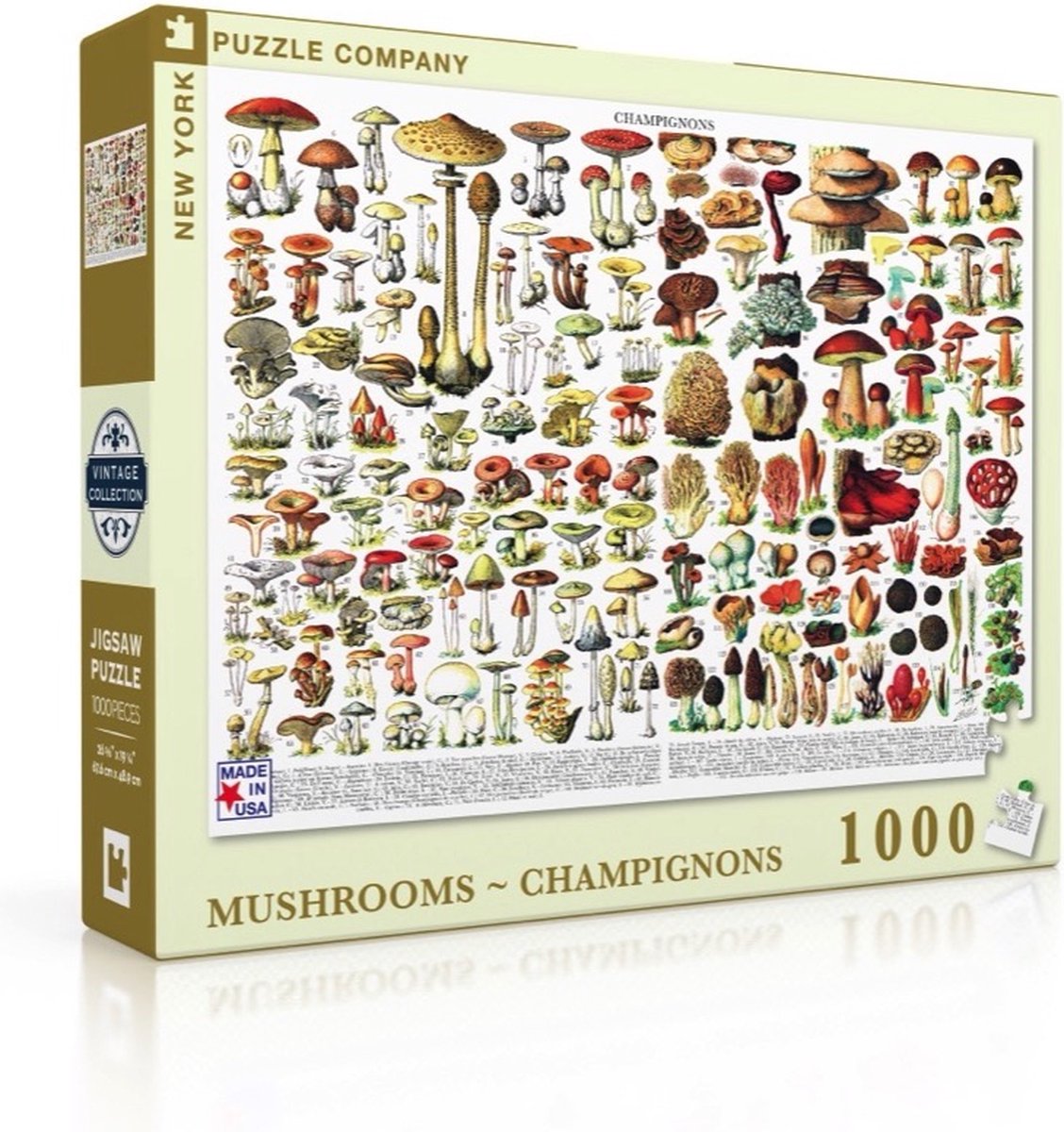 New York Puzzle Company - Vintage Images Mushrooms ~ Champignons - 1000 stukjes puzzel