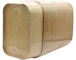 Kraft Maaltijdbak met Deksel - Karton - Magnetron Bak - 500ml - 50 stuks - Vierkante Salade / Lunch Bak