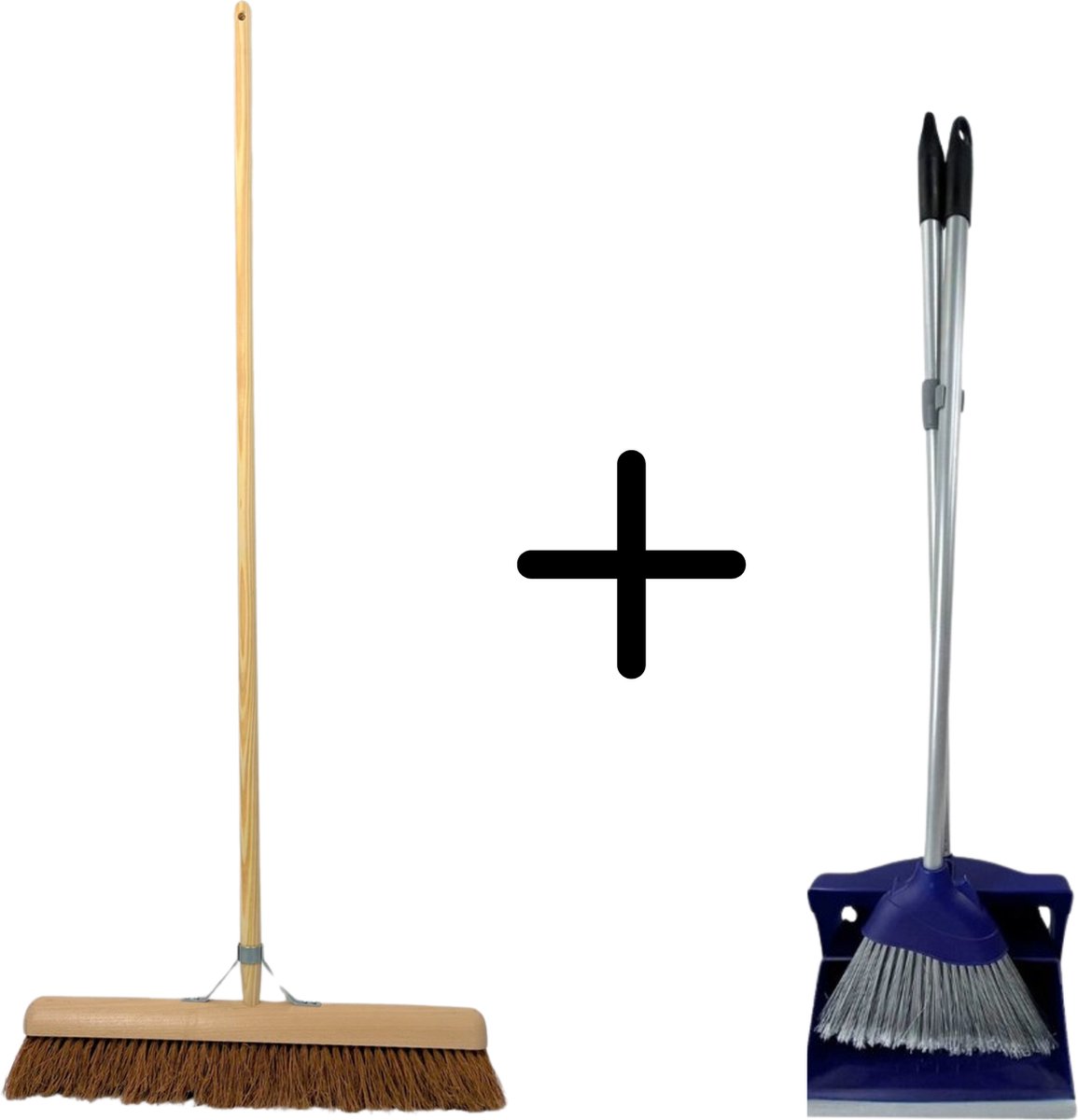 Goedkoopste Synx Tools Coco bezem 40cm en Stoffer en Blik met lange steel 95 cm- Bezem - Cocosharen - Zaalveger - stoffer - Kunststof - Hotel Stoffer Blik set - Stoffer en blik sluitend model - Schoonmaakartikelen