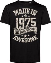 T-shirt Made in 1975 | 50 jaar shirt | verjaardag cadeau voor mannen | Zwart | maat L
