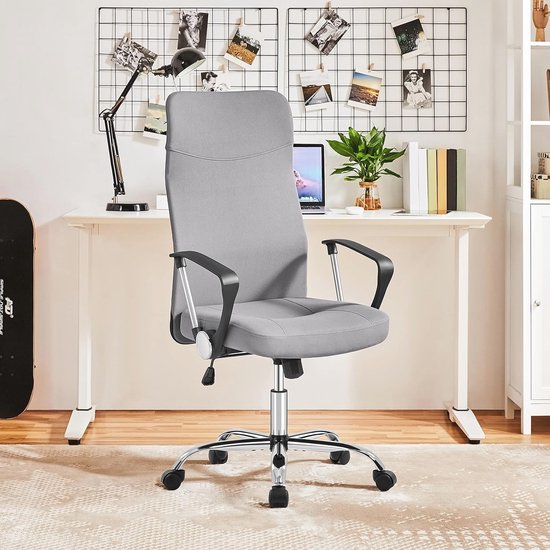 Chaise de bureau ergonomique avec dossier haut et soutien lombaire – Chaise pivotante réglable pour le bureau et le travail à domicile