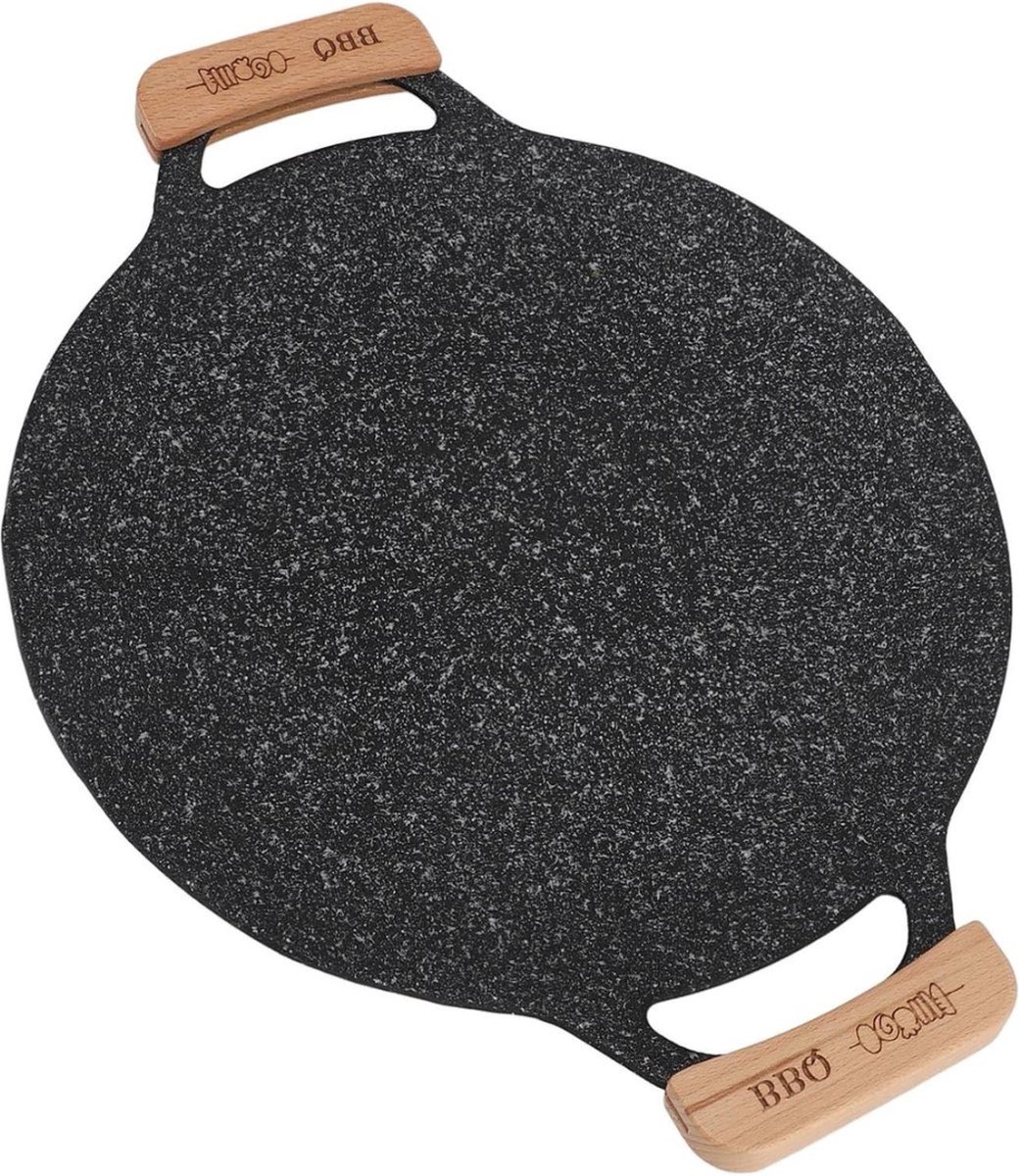 Platte gietijzeren Koreaanse grillpan 11.8 inch - ronde kookplaat met antiaanbaklaag - Comales Para Tortilla's - inductiekookplaat elektrische kooktafel