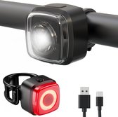 Inlustro Pro Fietslamp Set - Achterlicht met Remsensor / Optische LED Voorlicht - Fietslampjes Rood en Wit - Fietslicht Koplamp - IPX5 Waterdicht - USB Oplaadbaar