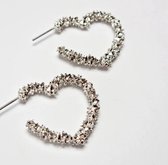 Magnifiques Créoles - Boucles d'oreilles Hartjes - Acier inoxydable - Boucles d'oreilles décorées plus épaisses - boucles d'oreilles femme couleur argent -