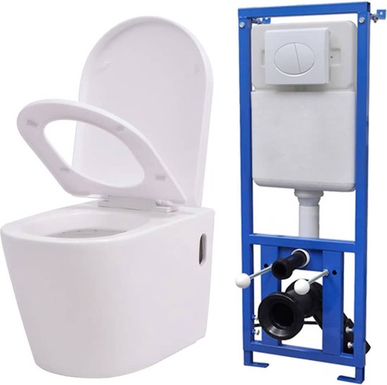 vidaXL - Hangend - toilet - met - verborgen - stortbak - keramiek - wit