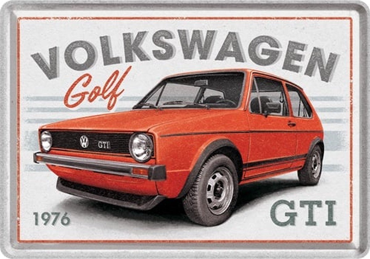 Metal Card VW Golf GTI 1976 ansichtkaart 10x14 cm
