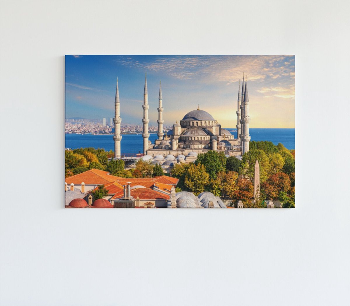 Trendex Global Canvas Schilderij - Moskee Sultan Ahmet - Istanboel - 90x60x2 cm Kleurrijk