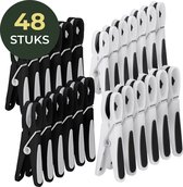 Gandria Épingles à linge 48 Pièces - Épingles à linge en Plastique - Set de 48 Pinces à Linge en Plastique - Pinces à Wasrek 10 Kg - Zwart/ Wit et Wit/ Zwart