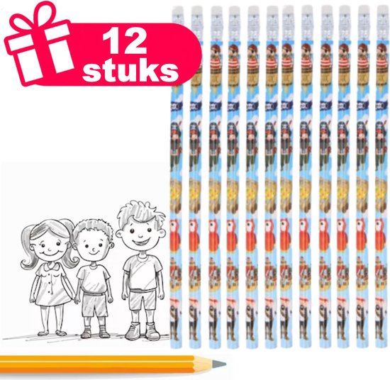 Theonoi Potloden Met Gum – 8 Stuks, HB, Paardenmotief, 19x0,7 Cm, Ideaal Voor School, Verjaardag En Feestcadeautjes