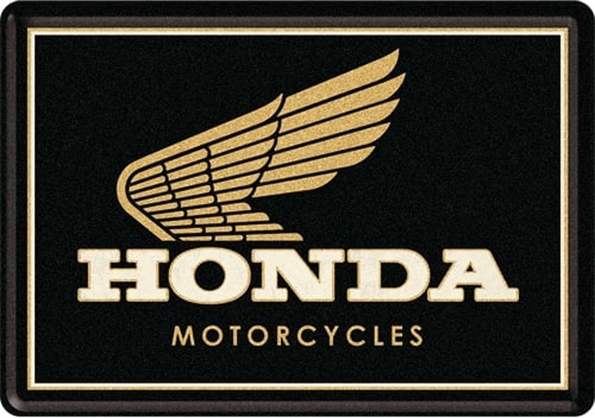 Metal Card Honda MC Motorcycles Gold ansichtkaart 10x14 cm