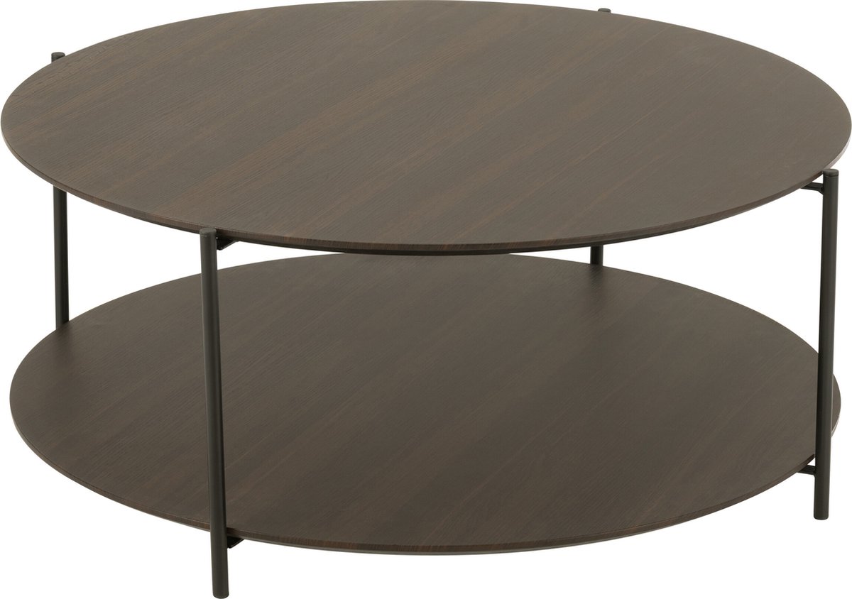 J-Line salontafel Rond - hout/metaal - donkerbruin - small