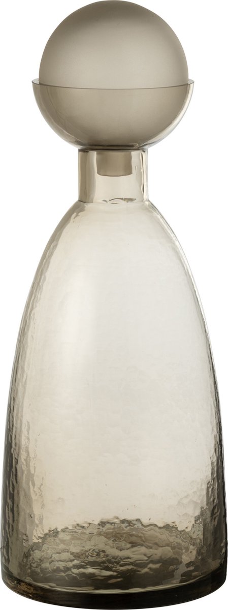J-Line vaas Fles + Dop Yara - glas - greige - large - 43 cm hoog Grijs