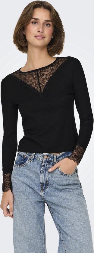 Haut En Dentelle Manches Longues ONLY Onllamir - Col Rond, Coupe Normale, Pour Femme, Style Romantique Décontracté - 2