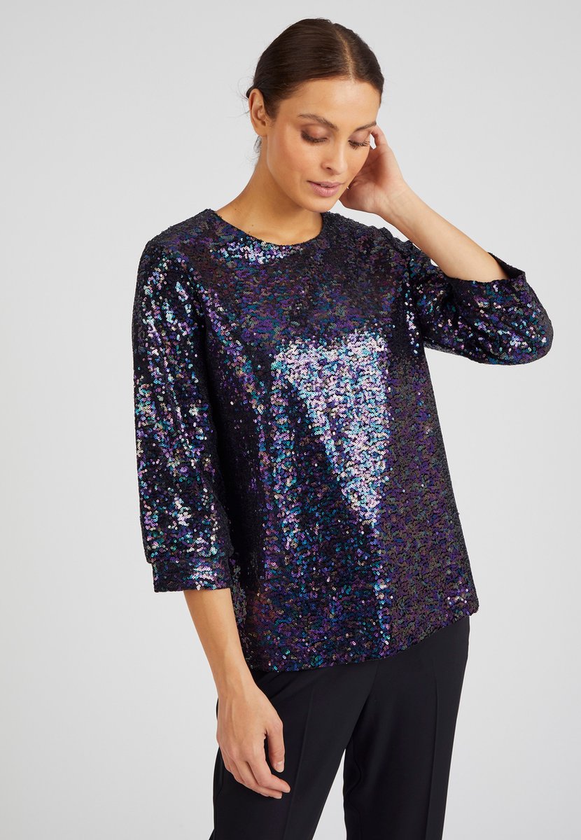 Damart - Blouse met pailletten - Dames - Veelkleurig - 38