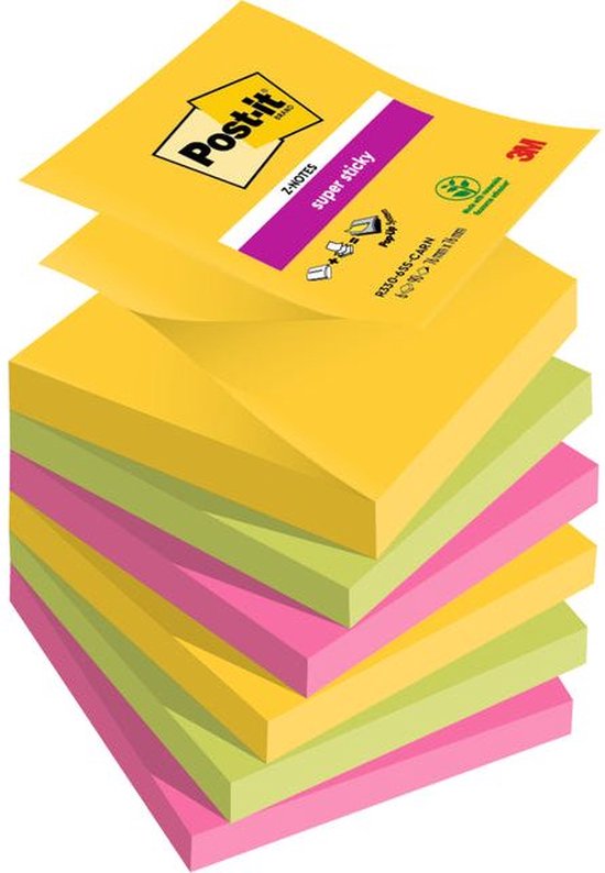 3m R330 12 Memoblok post-it 3m z-note r330 ss carnival | 12 stuks | bol