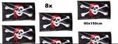 8x Piratenvlag kleur 90x150cm - Piraten Pirates piraat vlag thema feest party