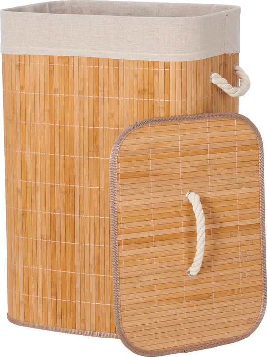 Infinity Goods Bamboe Wasmand met Deksel - Natuurlijk Bruin
