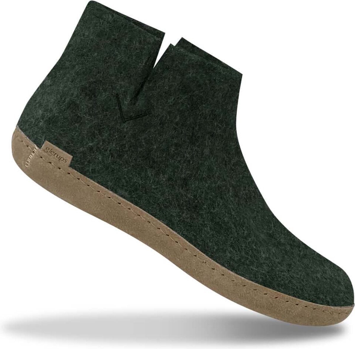 Glerups Hoge Wollen Sloffen Leren Zool - Groen - 37
