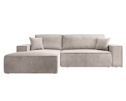 Selsey - Farese - Hoekbank met slaapfunctie - met beddengoedcontainer - L-vormig - Corduroy - Linkerkant - Crème Selsey - Farese - Hoekbank met slaapfunctie - met beddengoedcontainer - L-vormig - Corduroy - Linkerkant - Crème